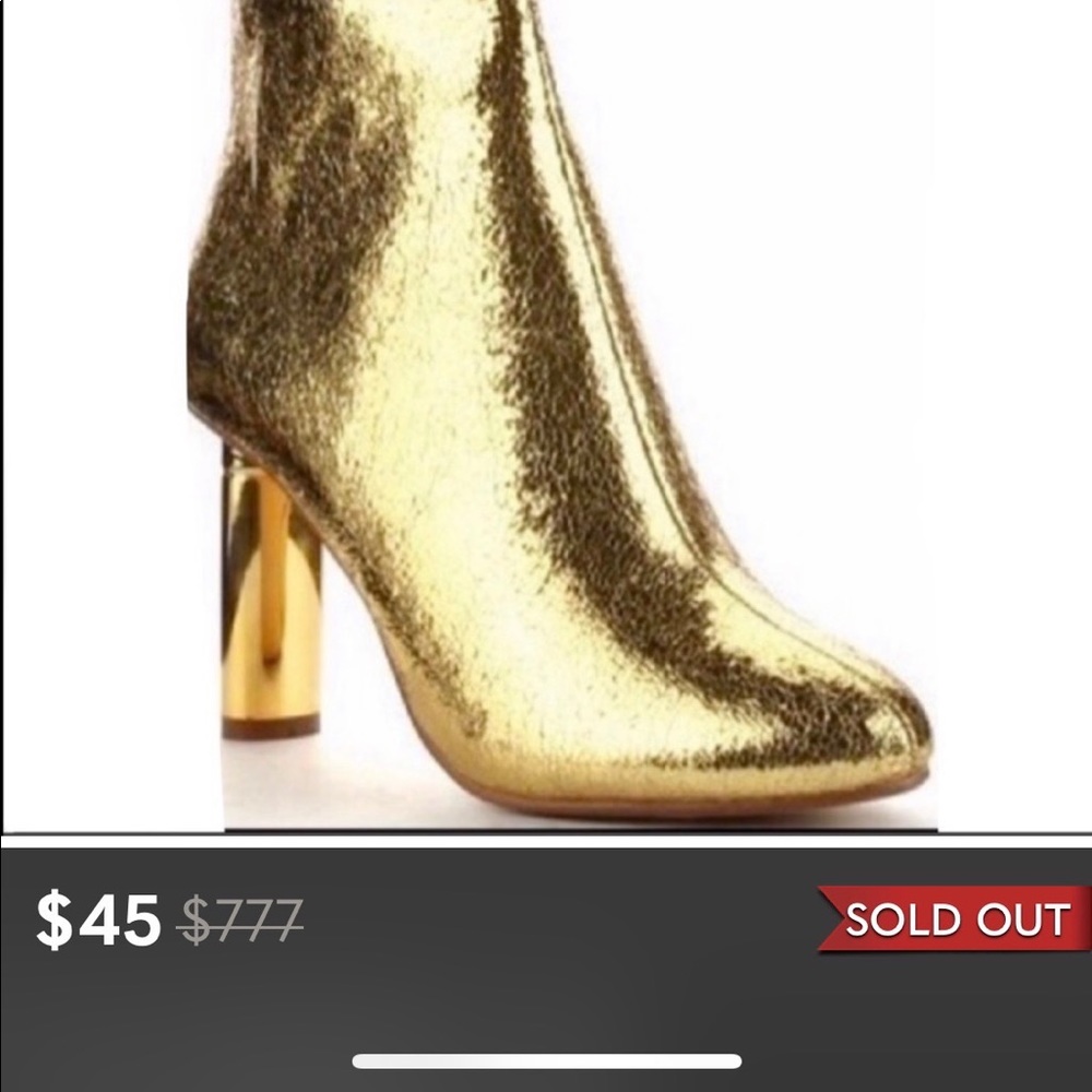 GODDESS GOLD METALLIC BOOTIE•GOLD METALLIC HEEL
